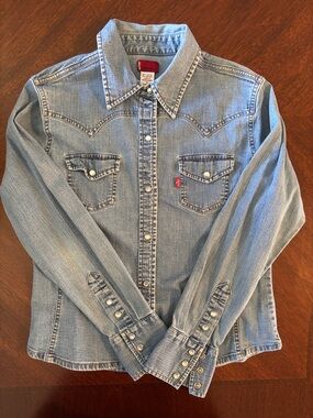 Levi's Faded Blue Denim Snap-Front Western Shirt
